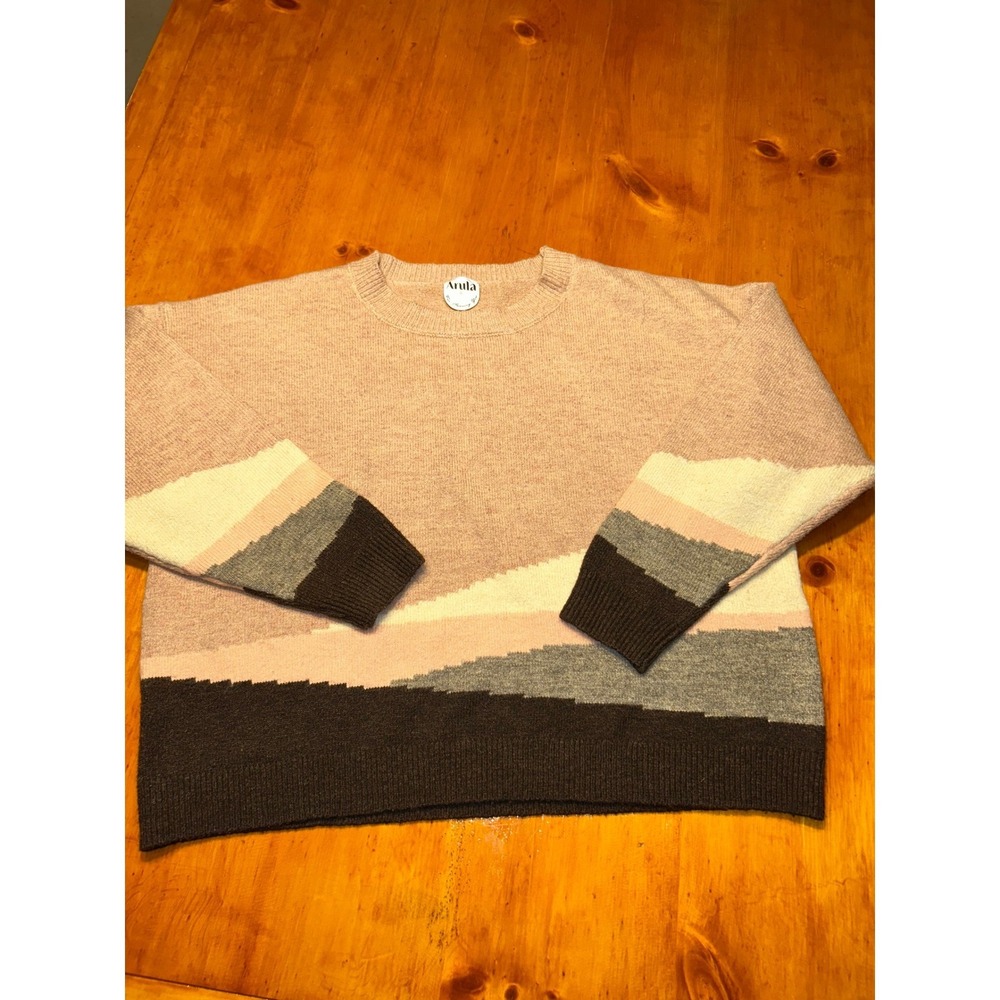 Arula Colorblock Landscape Knit Sweater Boho Southwestern Cottagecore 90s Vtg - Picture 6 of 9